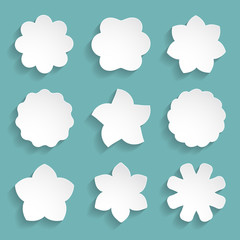 set of 9 paper flower shapes