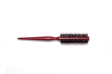 Professional Red Brown Round Comb for Hair on Isolated