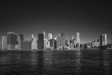 East River-Manhattan Skyline-NYC on B&W