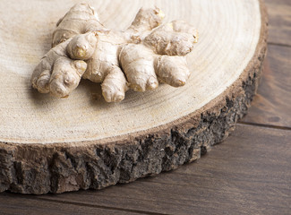 Ginger on wood. Food