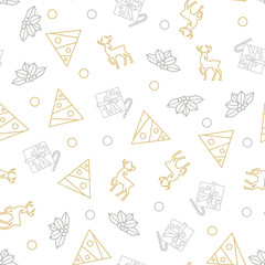 Vector seamless pattern of christmas decoration in gold color