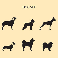 Vector illustration of dog breeds set