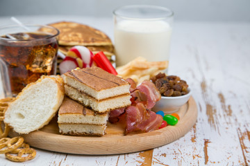 Selection of food that can cause diabetes