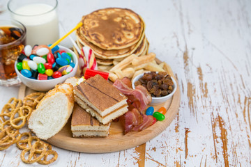 Selection of food that can cause diabetes