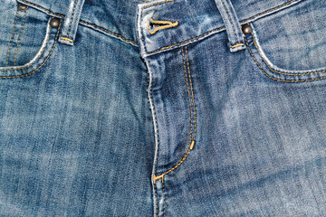 Closeup of blue jeans apron, Denim texture, macro background for web site or mobile devices