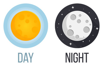 Tag und Nacht Sonne und Mond Flat Design Icon