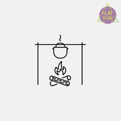 bonfire cooking line icon