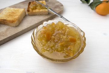 A beautiful and mouth-watering mandarin jam is located on the Light Table.