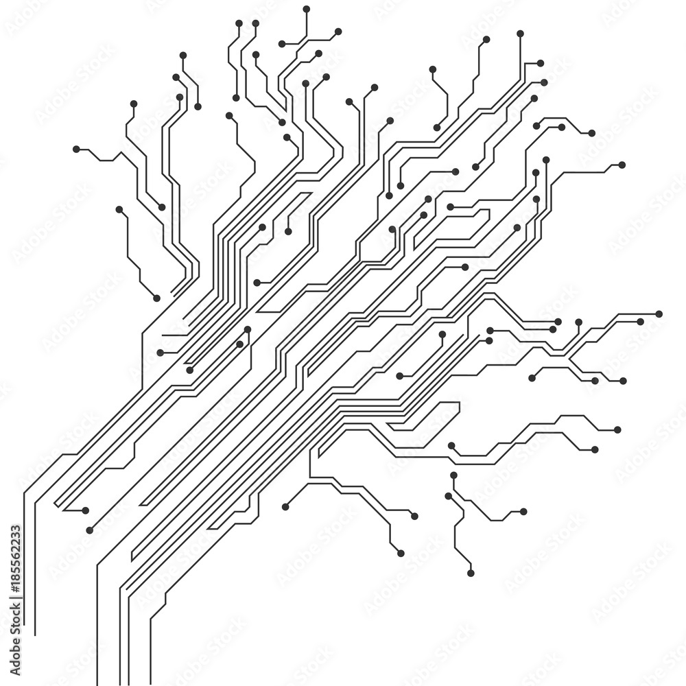 Poster vector abstract technology illustration with circuit board. high tech digital scheme of electronic d