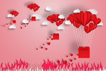 Origami made hot air balloon and cloud. Love Origami. Papercut love.