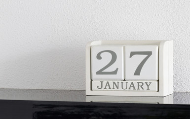 White block calendar present date 27 and month January