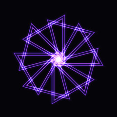 Abstract purple neon shape, futuristic wavy fractal of star