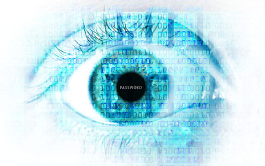 blue eye computer binary code 