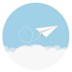 Papierflieger fliegt über Wolken Flat Design Icon - 185565414
