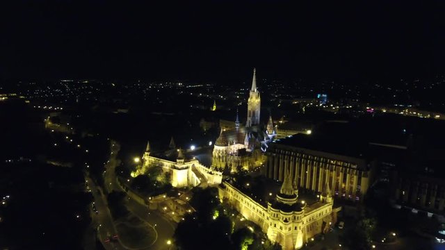 Budapest at night aerial panorama, Budapest, Hungary