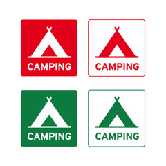 Camping camp signs set