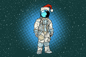 Christmas lone astronaut in the Santa hat © studiostoks