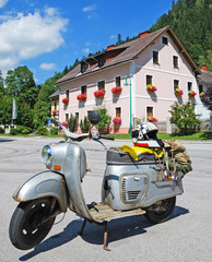 Old scooter on the street in Austria