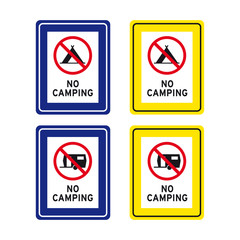 No camping notice sign set