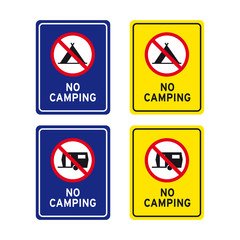 No camping notice sign set