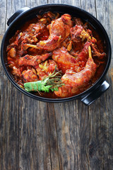 Braised Rabbit With leek, chopped tomatoes