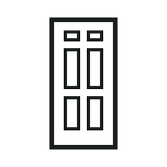 Wooden Closed Front Door Entrance Modern Interior Design. Minimal Flat Line Outline Stroke Icon Illustration