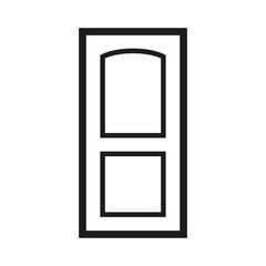 Wooden Closed Front Door Entrance Modern Interior Design. Minimal Flat Line Outline Stroke Icon Illustration