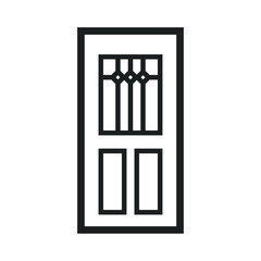 Wooden Closed Front Door Entrance Modern Interior Design. Minimal Flat Line Outline Stroke Icon Illustration