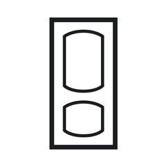 Wooden Closed Front Door Entrance Modern Interior Design. Minimal Flat Line Outline Stroke Icon Illustration