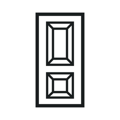 Wooden Closed Front Door Entrance Modern Interior Design. Minimal Flat Line Outline Stroke Icon Illustration