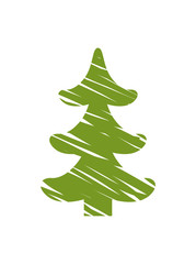 Christmas Tree with White Line Vector Illustration