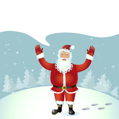 Vector  Santa claus throw up hands waving her hand cartoon character isolated on white Illustration