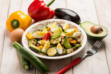 grilled vegetables salad with avocado