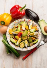 grilled vegetables salad with avocado