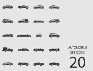 Automobile set of flat icons. Vector illustration