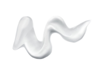 Sample of body cream on white background
