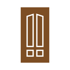 Wooden Closed Front Door Entrance Modern Interior Design. Minimal Flat Line Outline Solid Icon Illustration