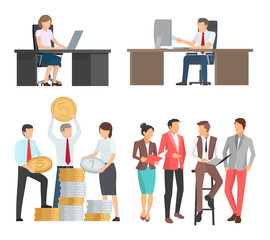 People at Work Collection of Cartoon Illustrations