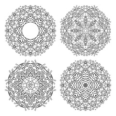 Set of vector flower ornaments. Vector illustration for your cute design.