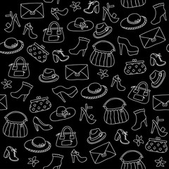 Background of women accessories. Seamless Vector pattern.