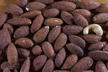 isolated almonds in a table