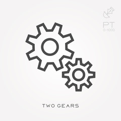 Line icon two gears