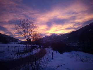 Mountain panorama on sunset