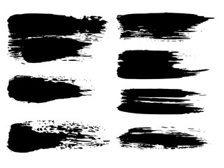 Vector collection of artistic grungy black paint hand made creative brush stroke set isolated on white background. A group of abstract grunge sketches for design education or graphic art decoration
