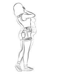 Vector conceptual fat overweight obese female vs slim fit healthy body after weight loss or diet with muscles thin young woman isolated. Fitness, nutrition or fatness obesity, health black brush shape