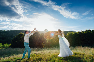 Fototapeta premium the bride and groom are photographed on the nature