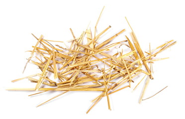 Straw pile isolated on white background, top view - obrazy, fototapety, plakaty
