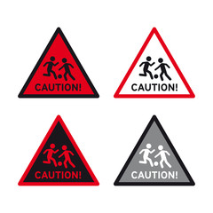 Caution children at play traffic sign set