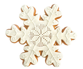 gingerbread snowflake on white background
