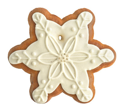 gingerbread snowflake on white background